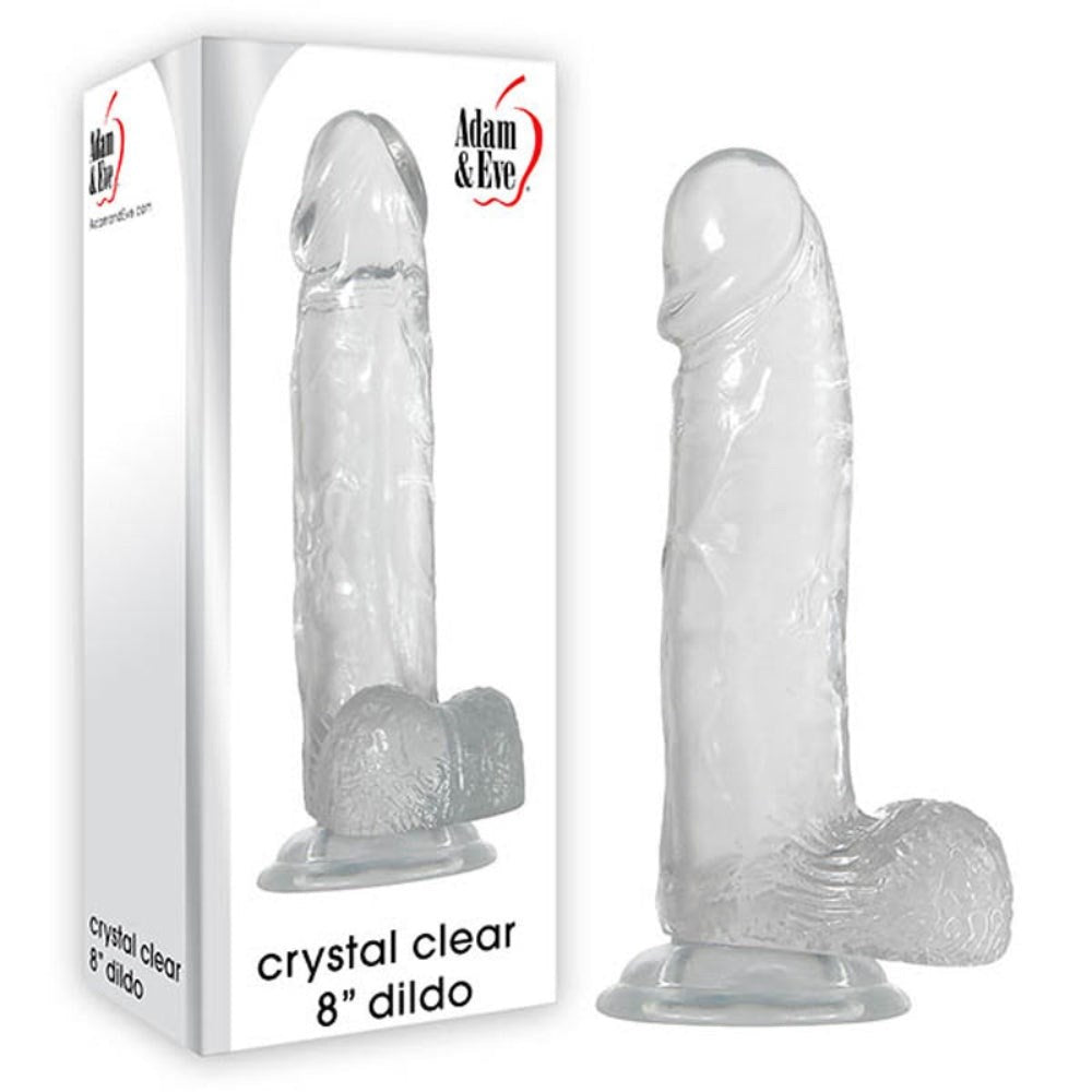Adam & Eve 8 Inch Realistic Crystal Dildo Transparent Design - - Realistic Dildos