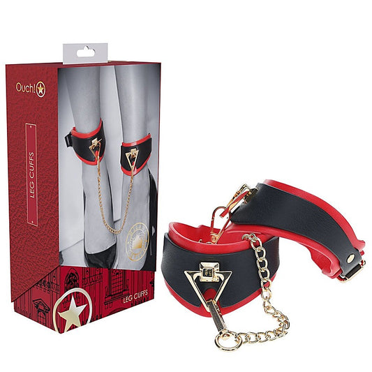 OUCH! MILAN Adjustable Leather Leg Cuffs by Shots Toys - Cuffs and Restraints