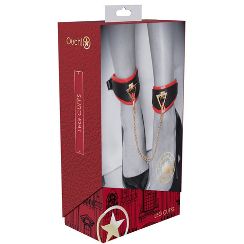 Shots Toys OUCH! MILAN Adjustable Leather Leg Cuffs Iridescent Hardware - Cuffs and Restraints