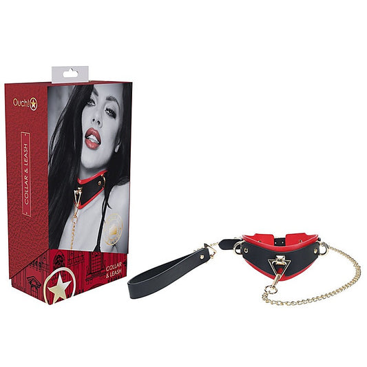 Luxurious Leather Fetish Collar & Leash by Shots Toys - Bondage Kits