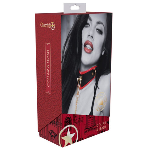 Shots Toys Luxurious Leather Fetish Collar & Leash with Iridescent Hardware - Bondage Kits
