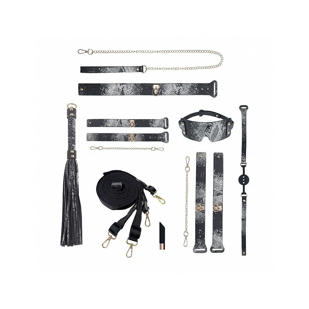 Shots Toys OUCH! FLORENCE 8 Piece Bondage Set Complete BDSM Kit with Vibrator - - Realistic Dildos