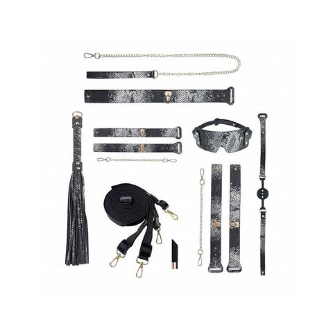 Shots Toys OUCH! FLORENCE 8 Piece Bondage Set Complete BDSM Kit with Vibrator - Realistic Dildos