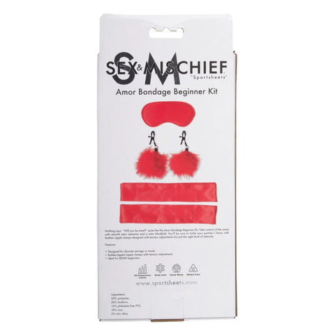 Sportsheets Sensual Exploration Bondage Kit Satin Restraints Blindfold - Bondage Kits