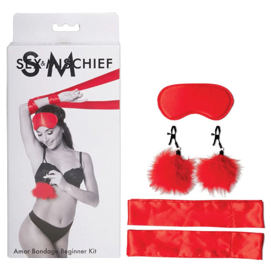 Sportsheets Sensual Exploration Bondage Kit Satin Restraints Blindfold - - Bondage Kits
