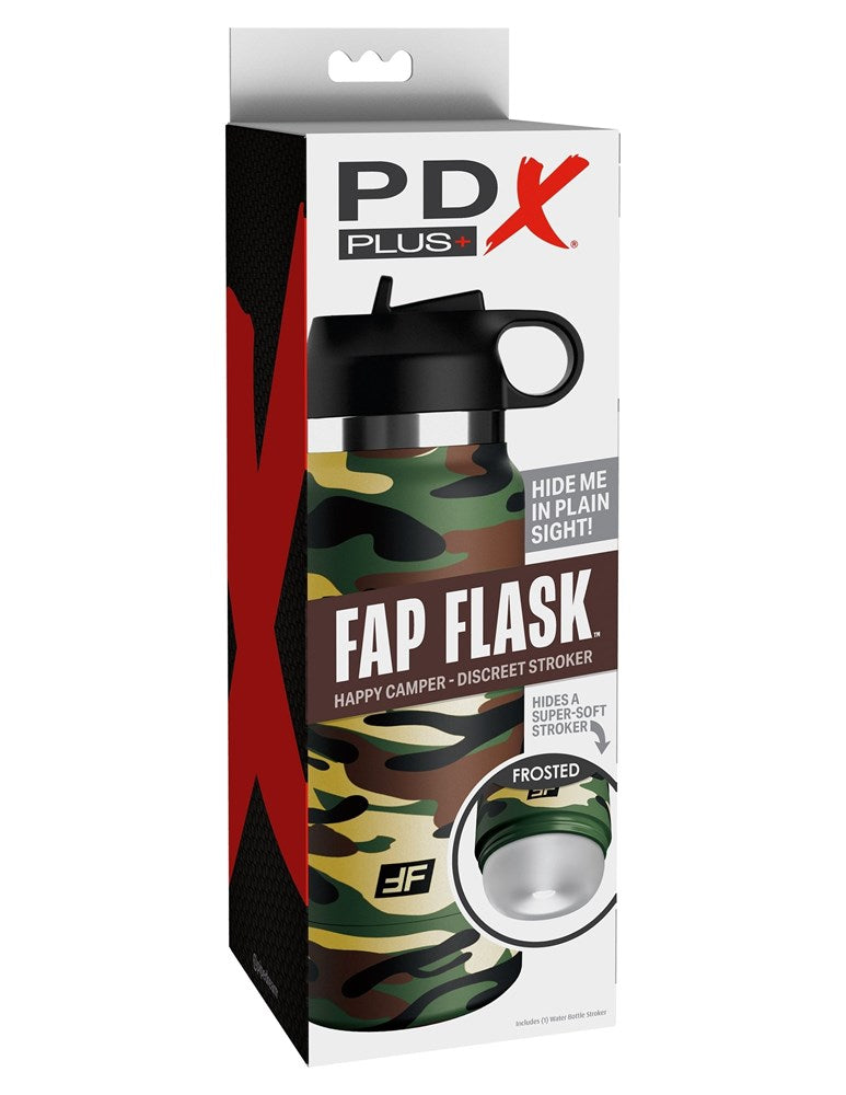 Pipedream Products PDX Plus Fap Flask Happy Camper Frosted Male Stroker - - Masturbators and Strokers