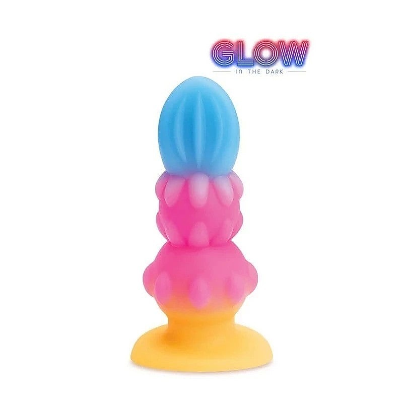 Icon Brands Glow in Dark Alien Pleasure Anal Plug 3 Textured Sections - Butt Plugs