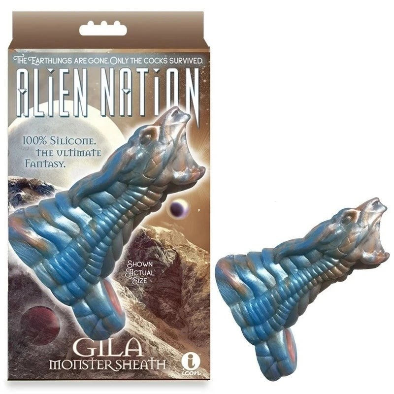 Icon Brands Alien Nation Gila Male Penis Sheath with Textured Design - Penis Sleeves and Extenders