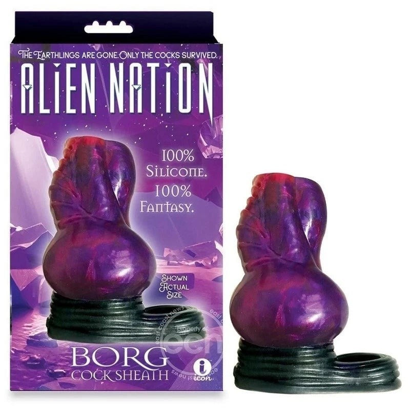 Icon Brands Alien Nation Borg Fantasy Penis Sheath with Open Ended Design - Penis Sleeves and Extenders