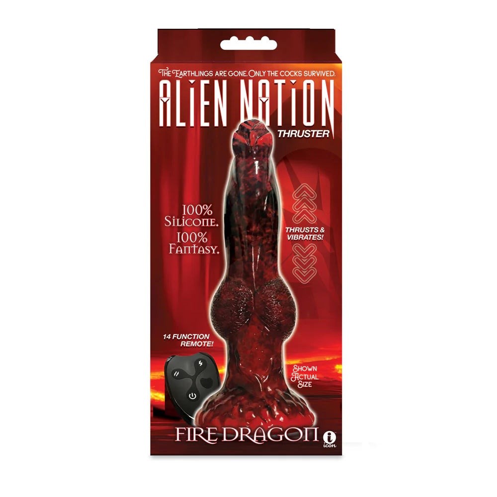 Icon Brands AlienNation Fire Dragon Thrusting Fantasy Dildo with Vibration - Harness Dildos