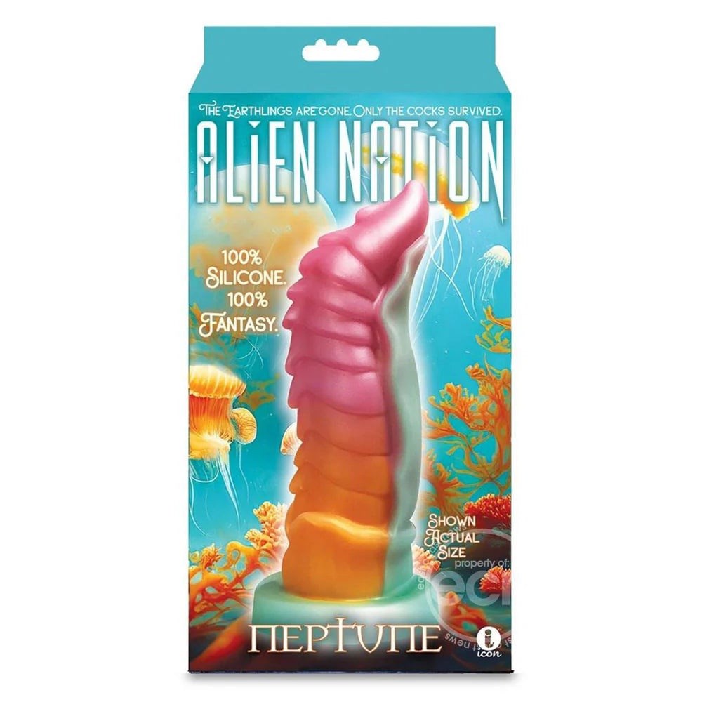Icon Brands Alien Nation Neptune Fantasy Silicone Dildo with Ridged Texture - - Realistic Dildos
