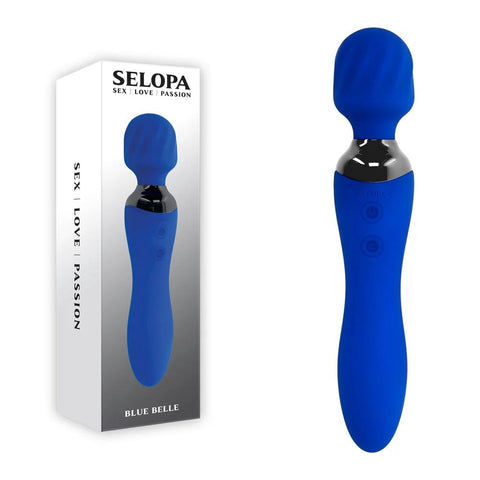 Evolved Selopa BLUE BELLE Dual Pleasure Body Wand Massager 7 Vibrations - Personal Massagers