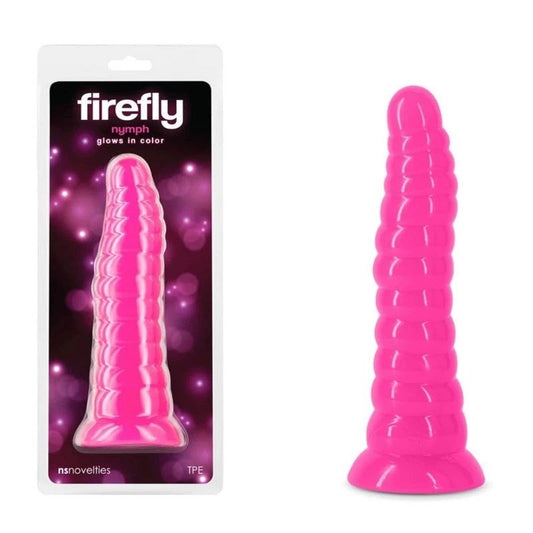 NS Novelties Firefly Nymph Glow In Dark Suction Cup Dildo Illuminated TPE - - Anal Dildos