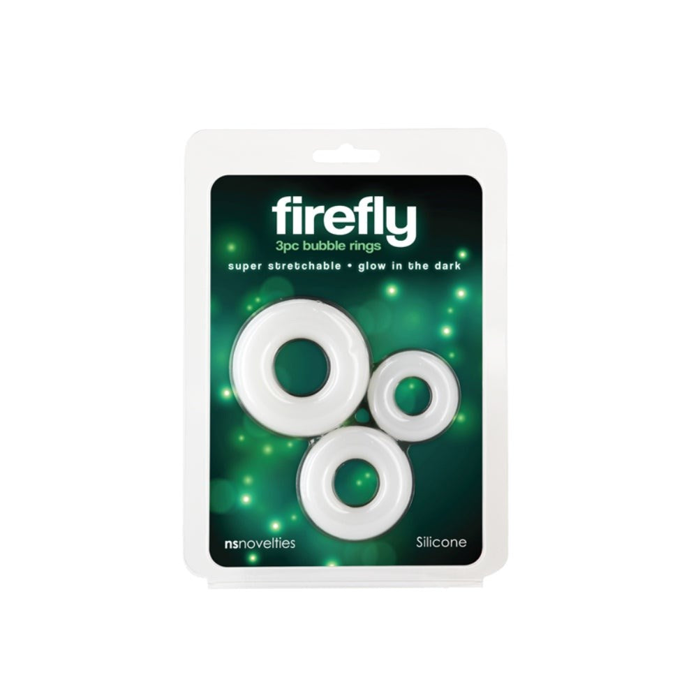 NS Novelties Firefly 3pc Bubble Mens Cock Rings Set Glow in Dark - - Cock Rings