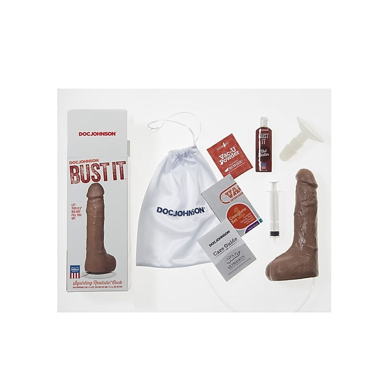 Bust It 8.5 Inch Squirting Realistic Cock by Doc Johnson - Realistic Dildos
