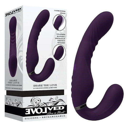 Share The Love Inflatable Vibrating Strap-On by Evolved - Strap On Sextoys