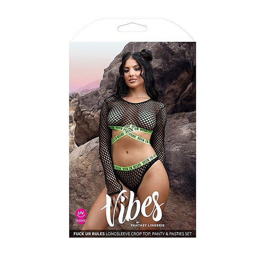 Vibes Rebellious Longsleeve & Panty by Fantasy Lingerie - Bras and Bra Sets