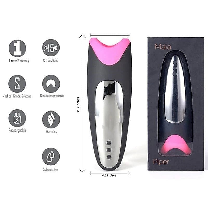 Maia Toys Piper Heating Vibrating Masturbator with Warming Function - Masturbators and Strokers
