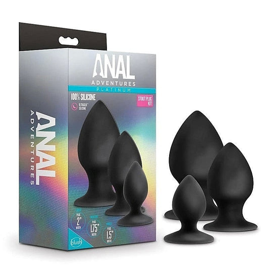Anal Adventures Platinum Silicone Anal Stout Plug Kit - Butt Plugs