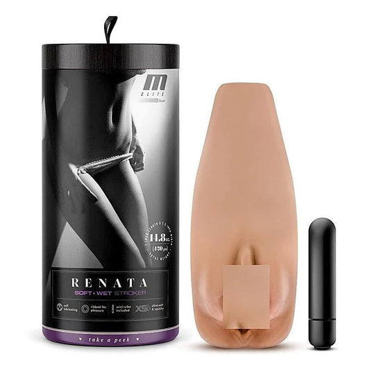 M Elite Soft and Wet Renata Vibrating Vagina Stroker - Masturbators and Strokers