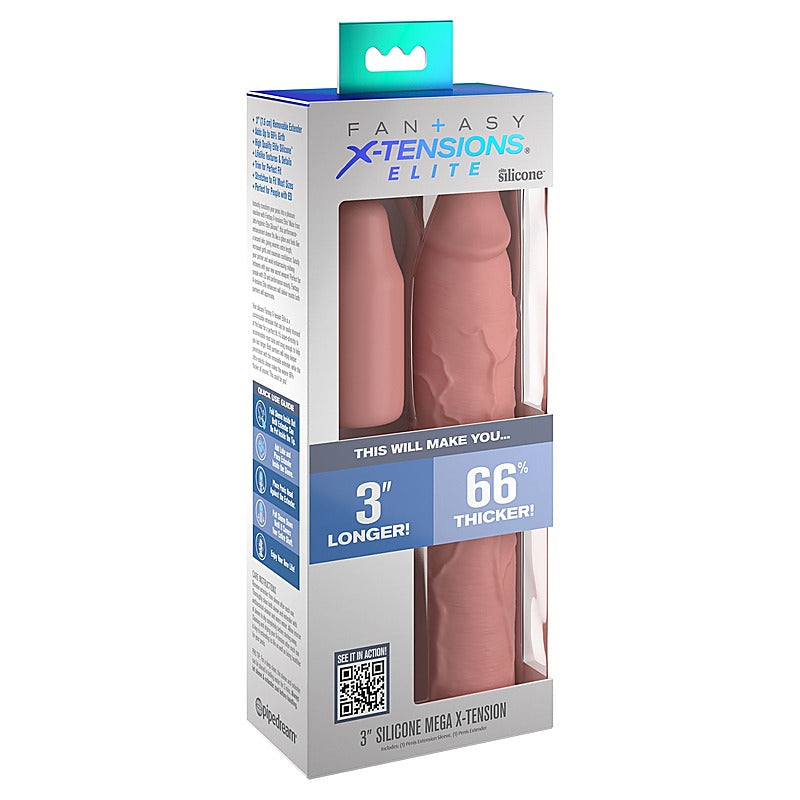 Fantasy X-Tensions Elite 3 Inch Silicone Penis Extension - Penis Sleeves and Extenders