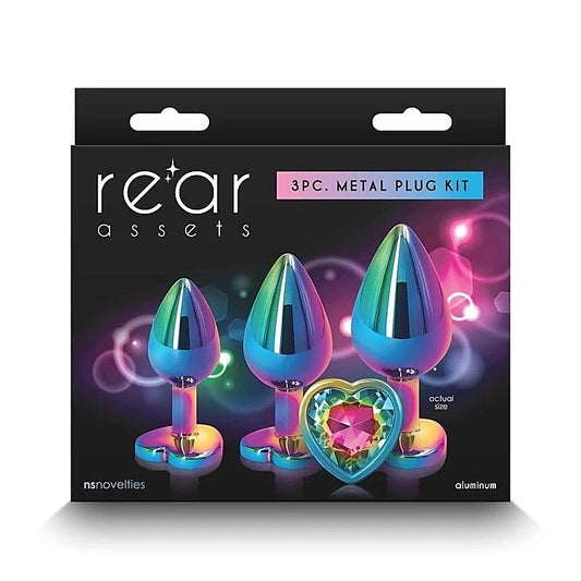 Rear Assets Trainer Kit Multicolor Heart Butt Plug - Butt Plugs