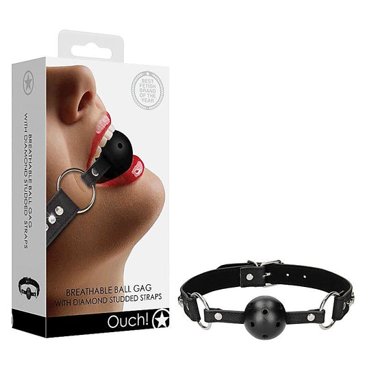 Diamond Studded Breathable Ball Gag by Shots Toys - Bondage Gags and Bits