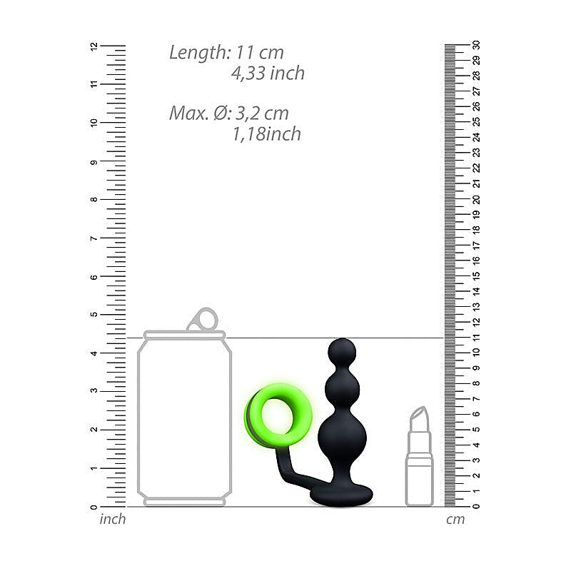 Luminous Delight Glow-in-Dark Beads Butt Plug by Shots Toys - Anal Beads and Balls