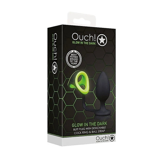 Ouch! Dual-Glow Illuminating Plug by Shots Toys - Cock Rings