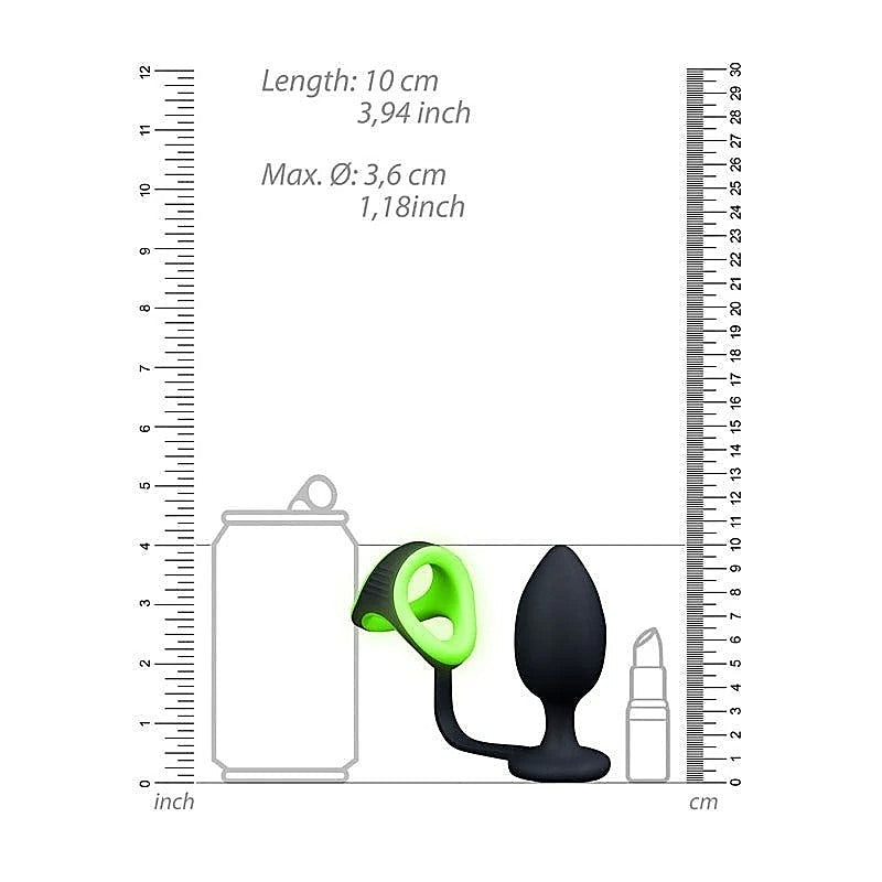 Ouch! Dual-Glow Illuminating Plug by Shots Toys - Cock Rings