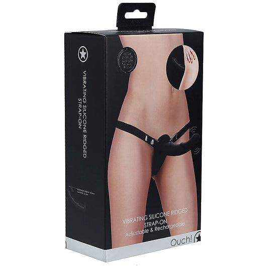 Ridged Silicone Vibrating Strap-On by Shots Toys - Strap On Sextoys