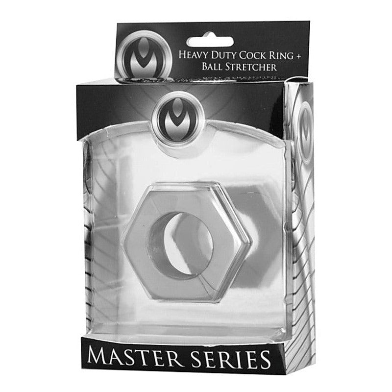 Silver Hex Heavy Duty Cock Ring and Ball Stretcher - Cock Rings
