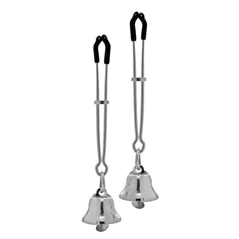 Chimera Nipple Clamps With Bells Silver by XR Brands - Nipple and Clit Clamps