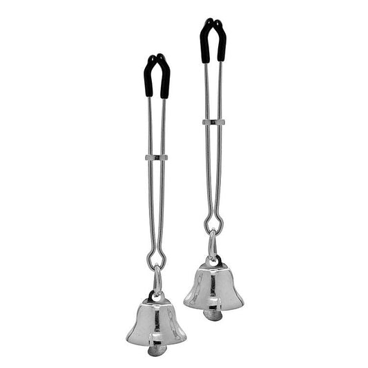 Chimera Nipple Clamps With Bells Silver by XR Brands - Nipple and Clit Clamps
