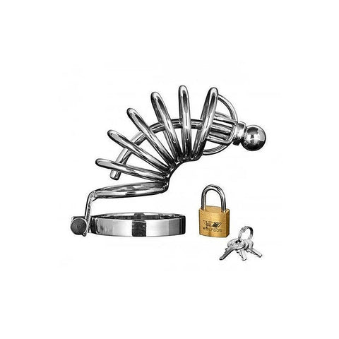 Asylum 6 Ring Locking Chastity Cage by XR Brands - Male Chastity