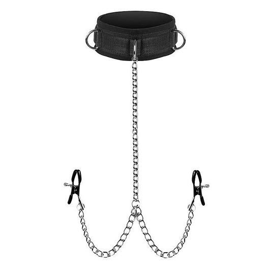 Submission Collar And Nipple Clamp Union by XR Brands - Breast and Nipple Toys