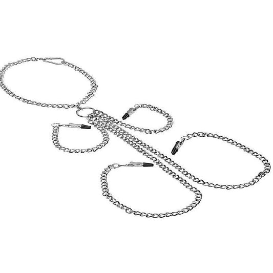 Collar Nipple And Clit Clamp Set by XR Brands - Nipple and Clit Clamps