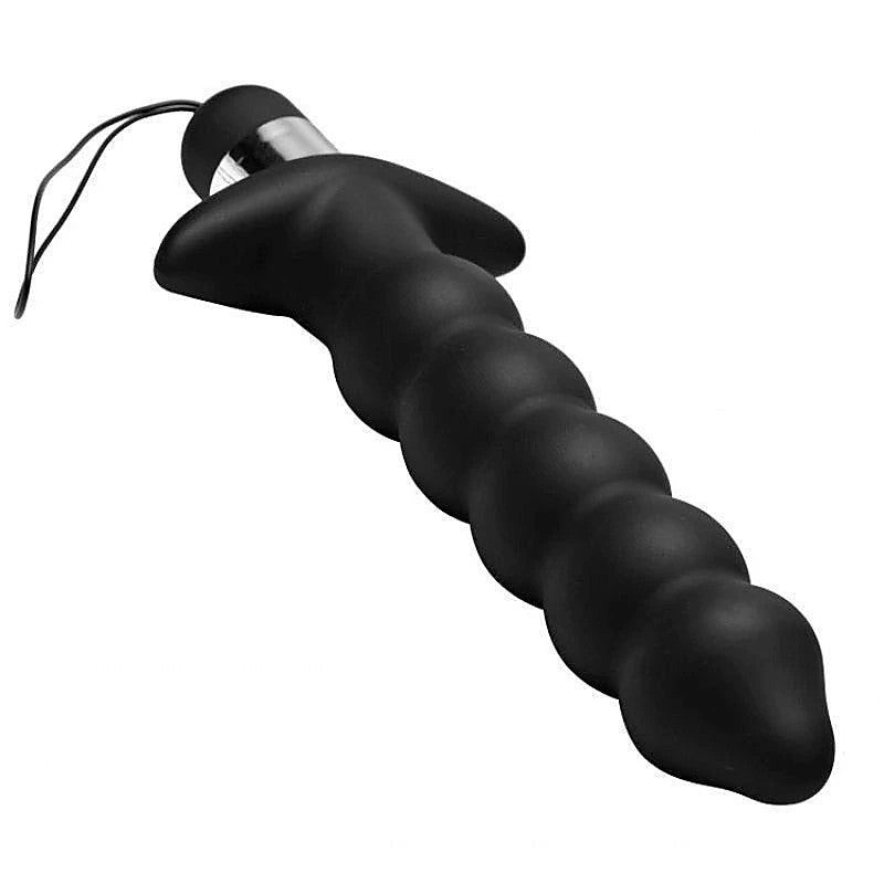 Wireless Black Vibrating Anal Beads With Remote by XR Brands - Anal Vibrators