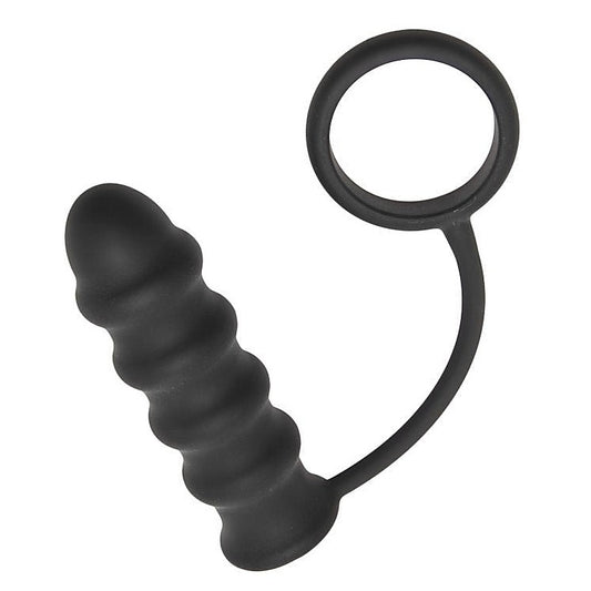 Rippler Vibrating Silicone Anal Plug with Cock Ring - Cock Rings