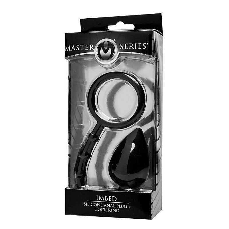 Imbed L Silicone Anal Plug and Cock Ring by XR Brands - Cock Rings