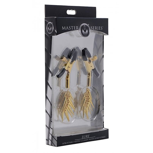 Adjustable Nipple Clamps With Gold Spikes by XR Brands - Nipple and Clit Clamps