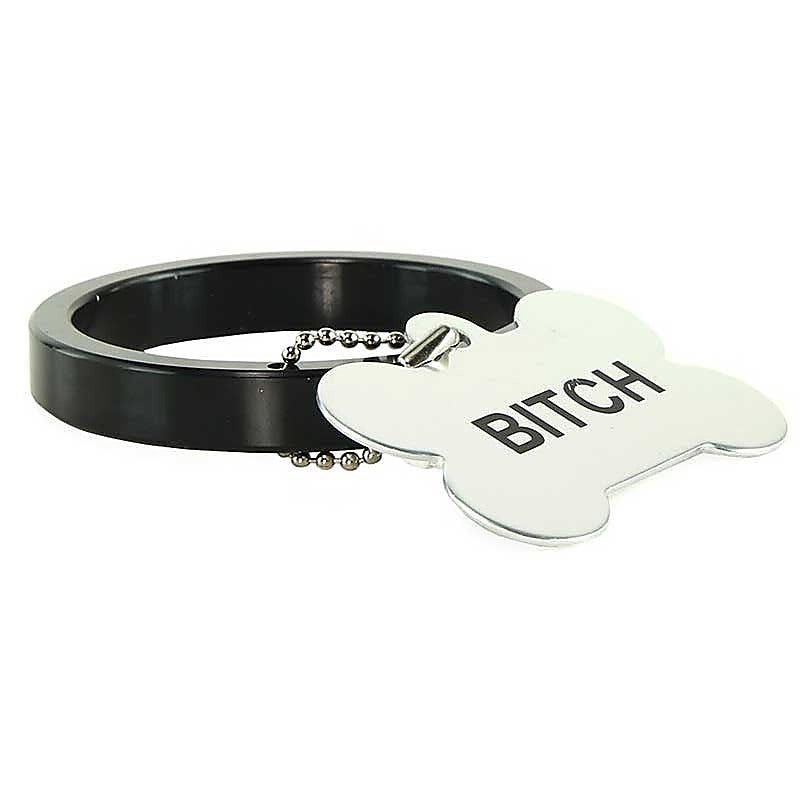 Aluminum Cock Ring With 4 Dog Tags by XR Brands - Cock Rings