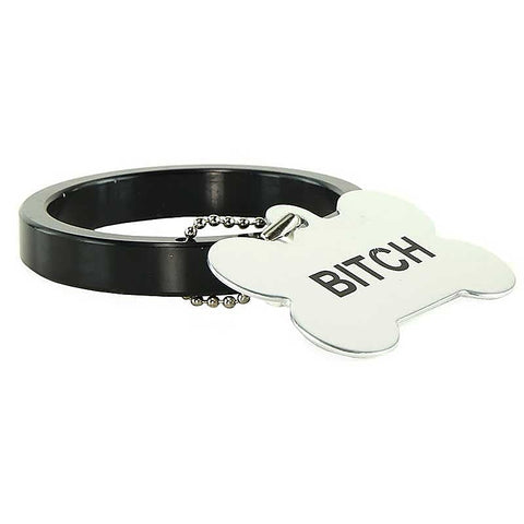 Aluminum Cock Ring With 4 Dog Tags by XR Brands - Cock Rings