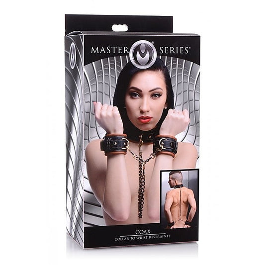 Coax Collar To Wrist Restraints by XR Brands - Cuffs and Restraints