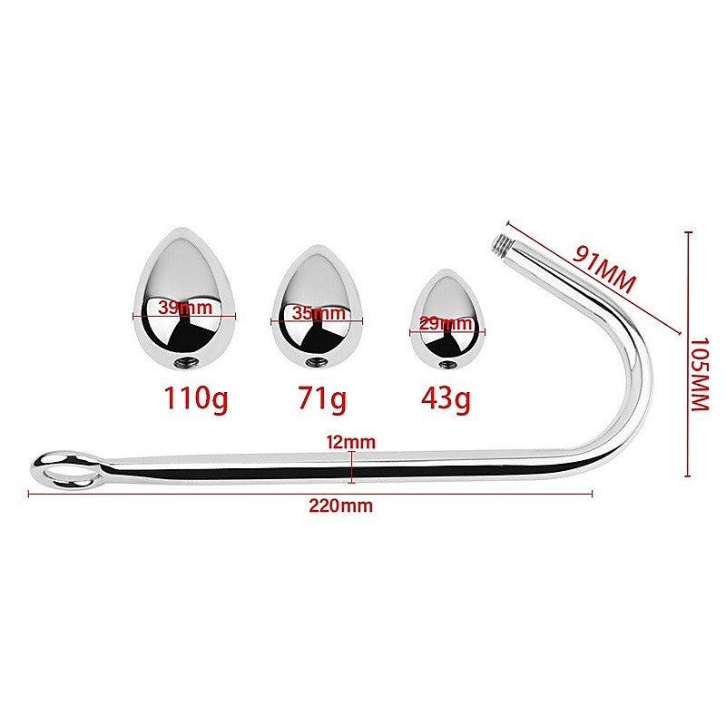 Stainless Steel Anal Hook and Plug Set by BDStyle - Spreaders and Hangers