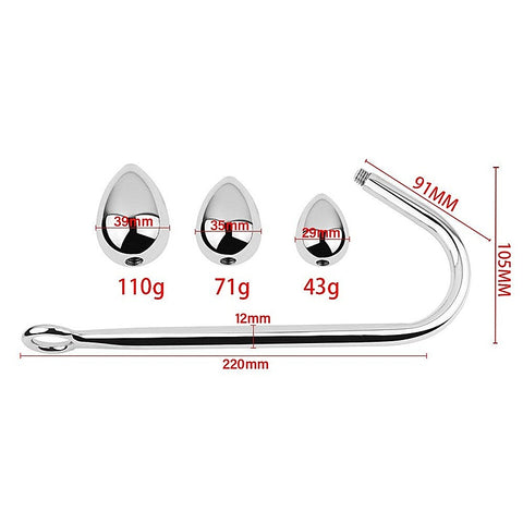 Stainless Steel Anal Hook and Plug Set by BDStyle - Spreaders and Hangers