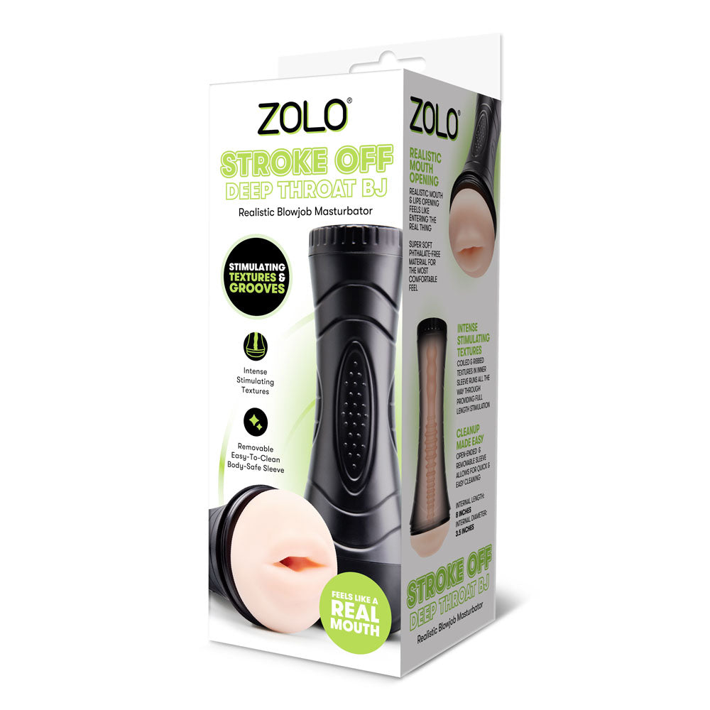 Zolo STROKE OFF Deep Throat BJ Realistic Mouth Stroker - Masturbators and Strokers