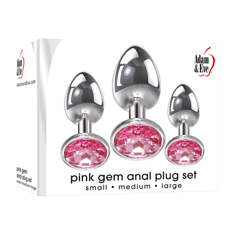 Adam & Eve Pink Gem Anal Plug Set - - Butt Plugs