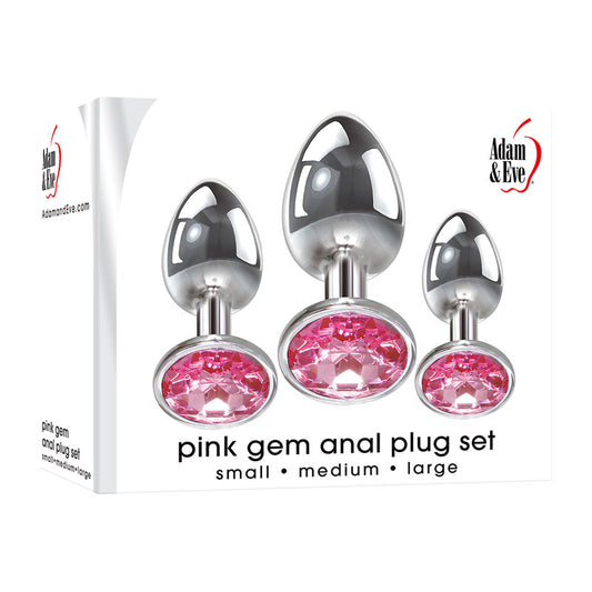 Adam & Eve Pink Gem Anal Plug Set - - Butt Plugs