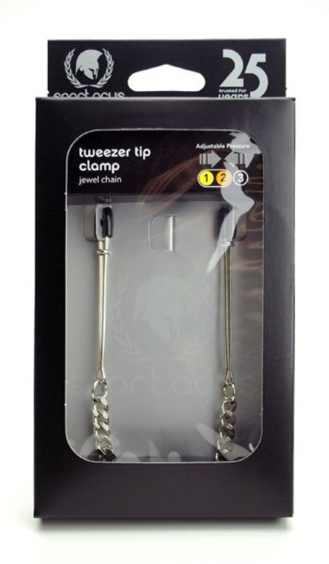 Adjustable Tweezer Clamps - Jewel Chain - - Nipple and Clit Clamps